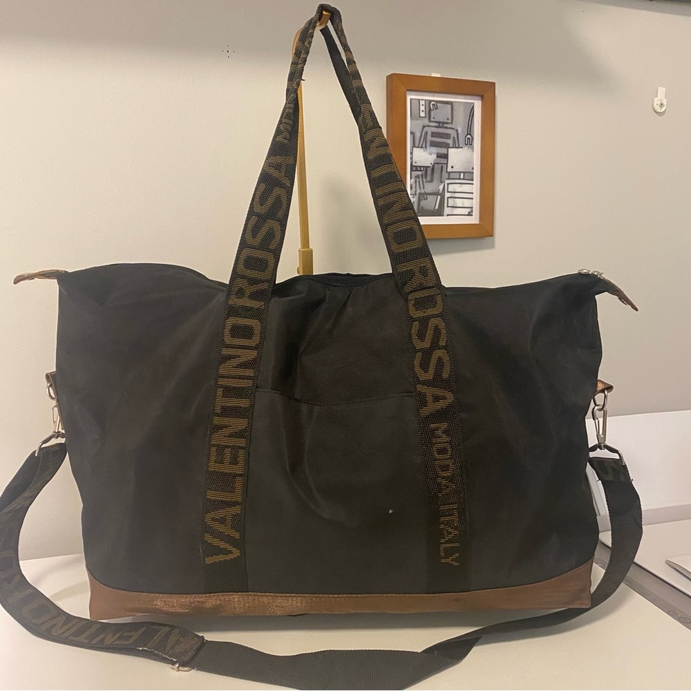 Valentino Rossa Black and Brown Travel Tote Bag with Crossbody - Picture 7 of 14